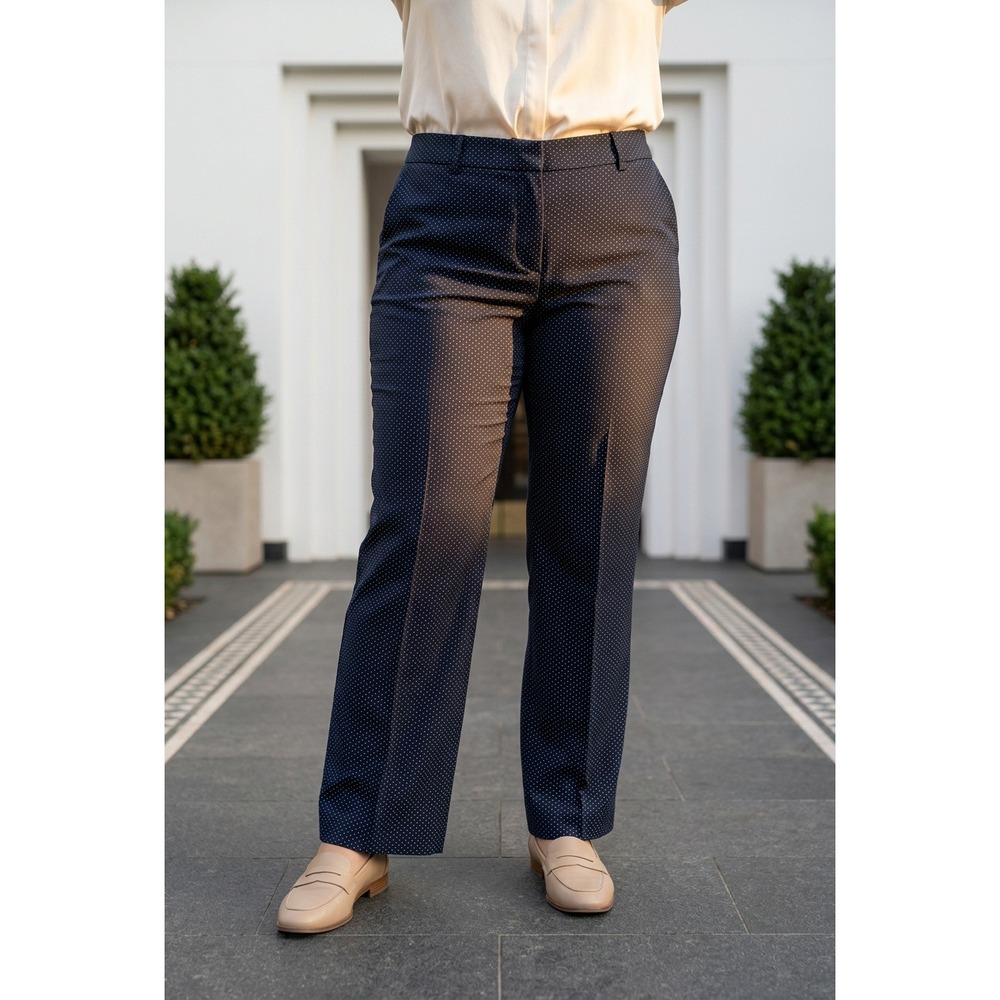 Lane Bryant The Curvy Allie Navy Blue Polka Dot Wide Leg Dress Pants Size 20R